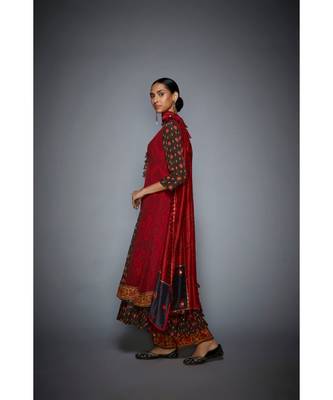Ri Ritu Kumar Brown and Brick Red, Kurta With Pant & Chunni 2