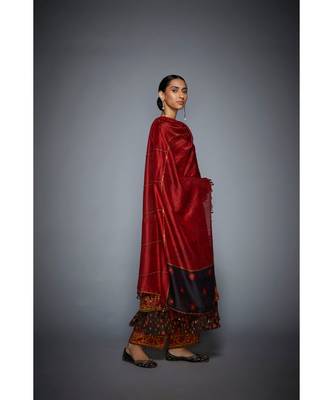 Ri Ritu Kumar Brown and Brick Red, Kurta With Pant & Chunni 3
