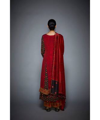 Ri Ritu Kumar Brown and Brick Red, Kurta With Pant & Chunni 4