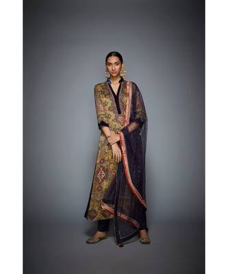 RI Green satin Sleeves Kurta Set 1