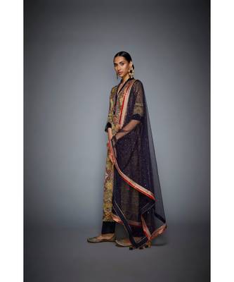 RI Green satin Sleeves Kurta Set 2