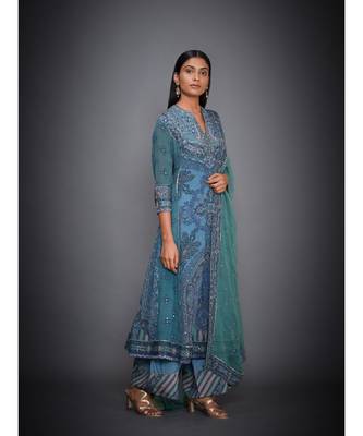  RI Blue & Sea Green Abstract Kurta Set 3