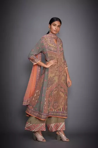 RI Peach Abstract Kurta Set