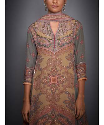 RI Peach Abstract Kurta Set 5