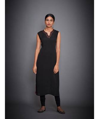 Ri Ritu Kumar Red/Black Embroidered Kurta With Cape And Churidar 6