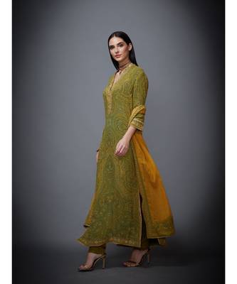 Ri Ritu Kumar Green chiffon Kurta With Pant & Dupatta 3