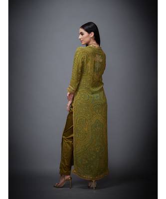 Ri Ritu Kumar Green chiffon Kurta With Pant & Dupatta 5