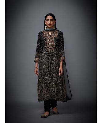  RI Black And Beige Embroidered Kurta Set 2