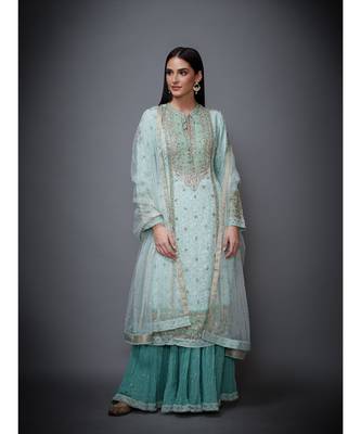 Ri Ritu Kumar Round Neck Full Sleeves Kurta With Dupatta & Skirt 1