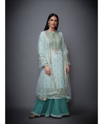 Ri Ritu Kumar Round Neck Full Sleeves Kurta With Dupatta & Skirt 2