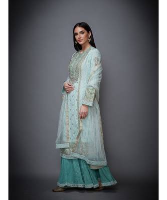 Ri Ritu Kumar Round Neck Full Sleeves Kurta With Dupatta & Skirt 3