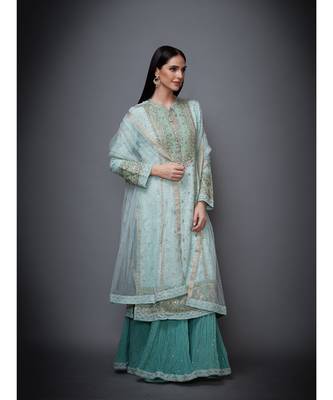 Ri Ritu Kumar Round Neck Full Sleeves Kurta With Dupatta & Skirt 4