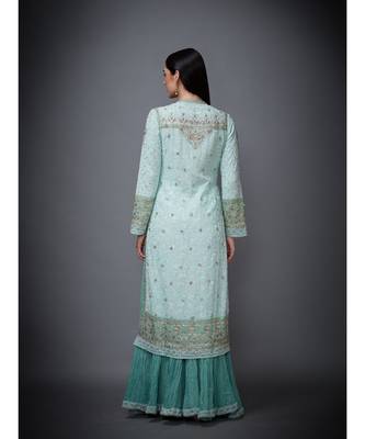 Ri Ritu Kumar Round Neck Full Sleeves Kurta With Dupatta & Skirt 5