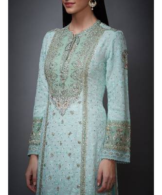 Ri Ritu Kumar Round Neck Full Sleeves Kurta With Dupatta & Skirt 6