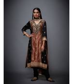 RI Black satin Geometric Print Kurta Set