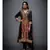 Ri Ritu Kumar Black satin Geometric Print Kurta With Churidar And Chunni