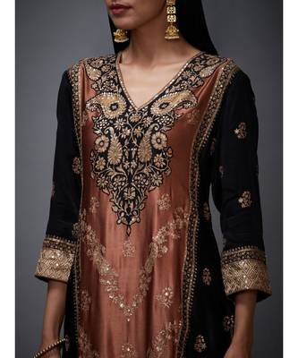 RI Black satin Geometric Print Kurta Set 5