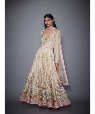 Ri Ritu Kumar Beige Cotton silk Kurta With Churidar & Dupatta 1