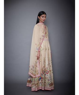 Ri Ritu Kumar Beige Cotton silk Kurta With Churidar & Dupatta 3
