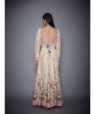 Ri Ritu Kumar Beige Cotton silk Kurta With Churidar & Dupatta 4