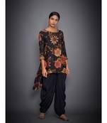 Ri Ritu Kumar Black Multi Floral Tropical Kurta With Dhoti