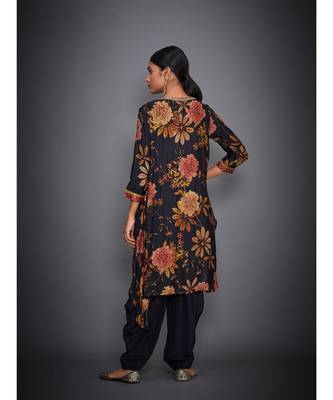 Ri Ritu Kumar Black Multi Floral Tropical Kurta With Dhoti 4
