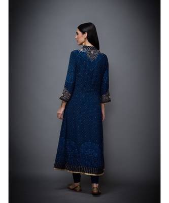 Ri Ritu Kumar Indigo Embroidered Kurta With Dupatta And Churidar 5