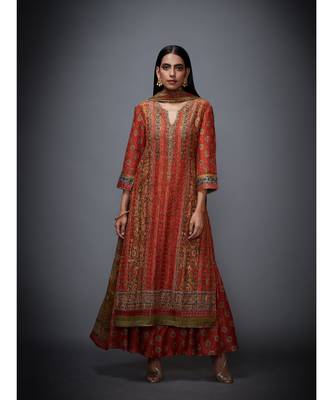 Ri Ritu Kumar Green cotton silk Kurta With Skirt & Dupatta 2