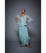 Ri Ritu Kumar Blue Rayon Kurta With Dhoti Pant