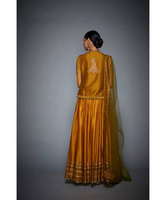 RI Mustard & Olive Green Embroidered Ensemble Kurta Set 5