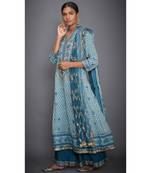 Ri Ritu Kumar turquiose viscose Kurta With Palazzo and Dupatta
