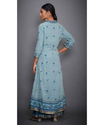 Ri Ritu Kumar turquiose viscose Kurta With Palazzo and Dupatta 4