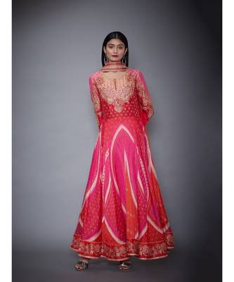 Ri Ritu Kumar Orange cotton silk Kurta With Churidar and Dupatta 1
