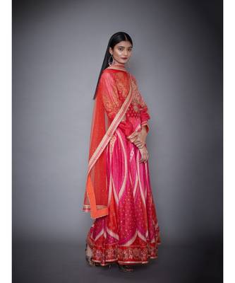 Ri Ritu Kumar Orange cotton silk Kurta With Churidar and Dupatta 3