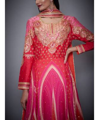 Ri Ritu Kumar Orange cotton silk Kurta With Churidar and Dupatta 5