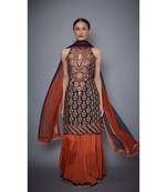  RI Black & Rust Embroidered Kurta Set