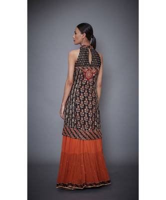  RI Black & Rust Embroidered Kurta Set 4