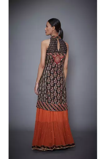  RI Black & Rust Embroidered Kurta Set
