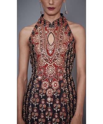  RI Black & Rust Embroidered Kurta Set 5