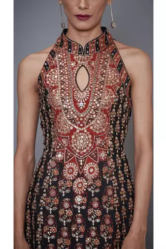  RI Black & Rust Embroidered Kurta Set