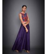 Ri Ritu Kumar Purple & Coral Embroidered Crop Top With Palazzo