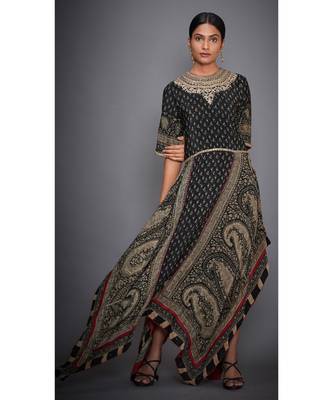 Ri Ritu Kumar Black Rayon Floral and tropical Kurti 1