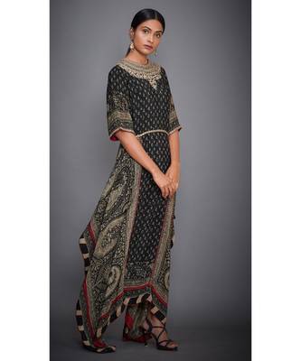 Ri Ritu Kumar Black Rayon Floral and tropical Kurti 2