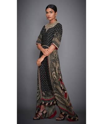 Ri Ritu Kumar Black Rayon Floral and tropical Kurti 3