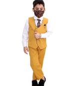 Yellow plain cotton silk boys-suit
