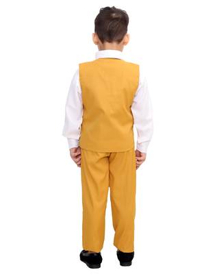 Yellow plain cotton silk boys-suit 2