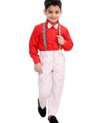 Red plain cotton silk boys-suit