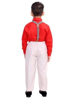 Red plain cotton silk boys-suit 2