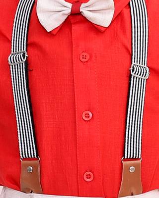 Red plain cotton silk boys-suit 3