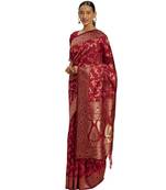 Red Woven Art Silk Saree With Blouse